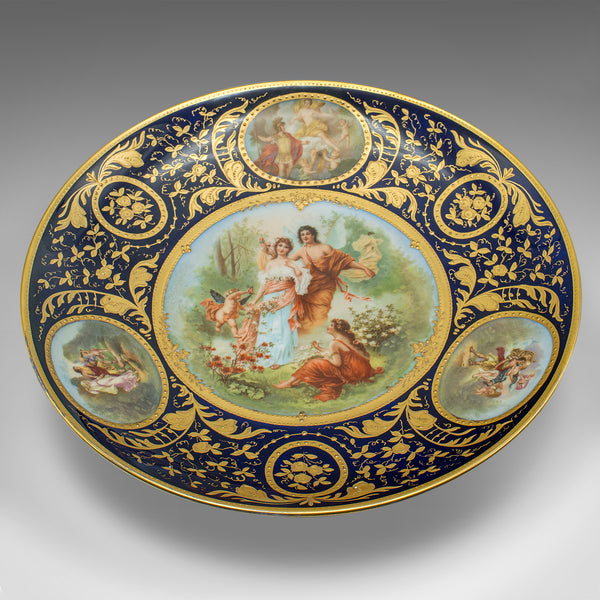 Antique Wall Charger, Austrian, Gilt Ceramic, Decorative Plate, Victorian, 1900