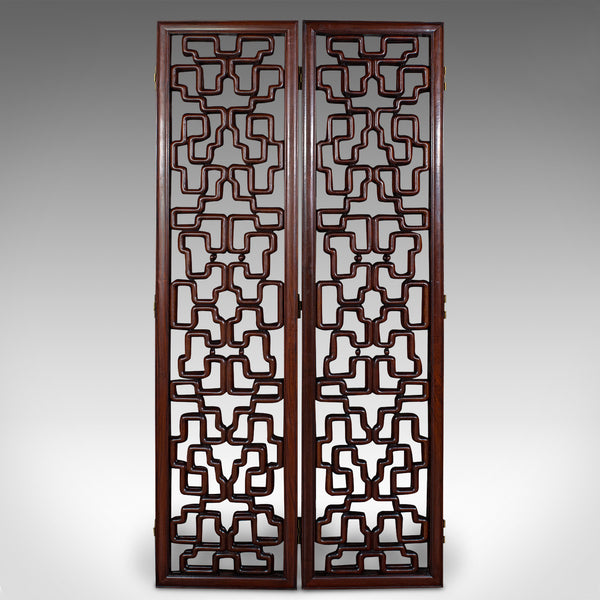 6' Tall Vintage Room Divider, Japanese, 4 Fold Screen, Mid Century, Circa 1950