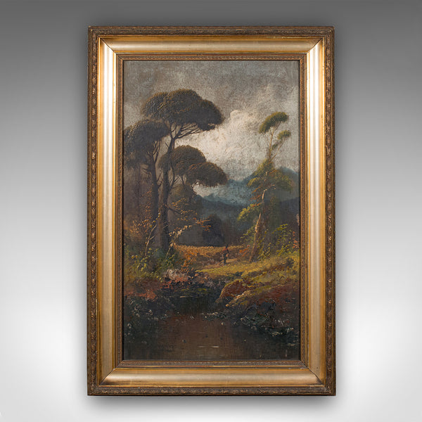 Antique Riverside Painting, Scottish Art, Oil On Canvas, Landscape, Victorian