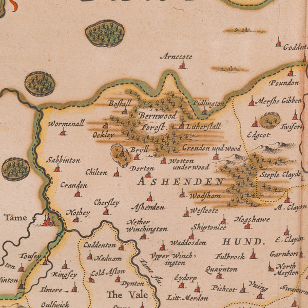 Antique County Map, Buckinghamshire, Bedfordshire, Dutch, Framed, Janssonius