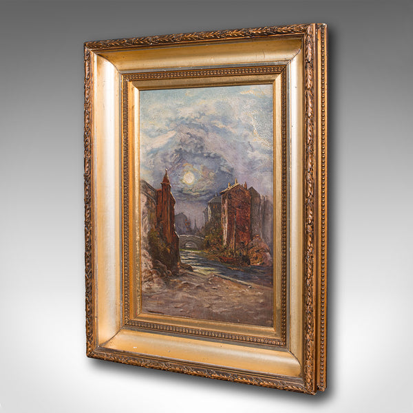 Small Antique Continental School Painting, Framed, Oil on Canvas, Art, C.1920