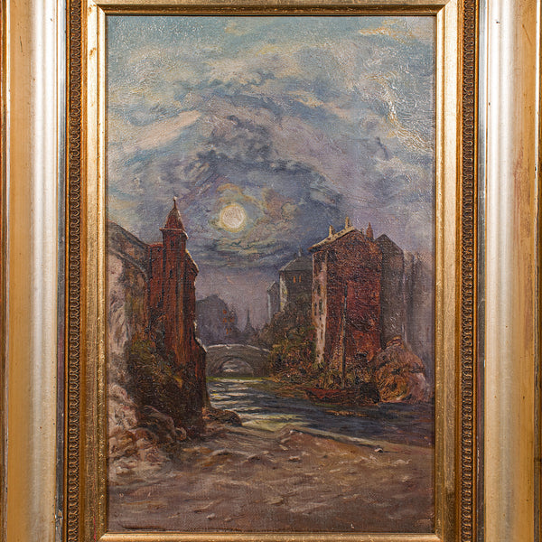 Small Antique Continental School Painting, Framed, Oil on Canvas, Art, C.1920