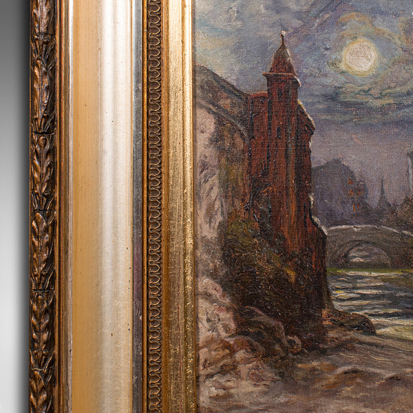 Small Antique Continental School Painting, Framed, Oil on Canvas, Art, C.1920