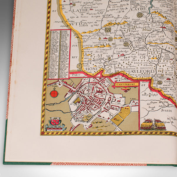 4 Vols Vintage English Maps, John Speed, Cartography Folio, Reproduction, C.1953