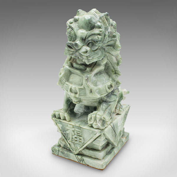 Pair Of Antique Oriental Bookends, Chinese, Jade Marble, Dog of Fo, Victorian