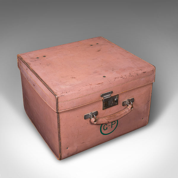 Small Antique Picnic Case, English, Leather, Suitcase, John Pound, Circa 1920