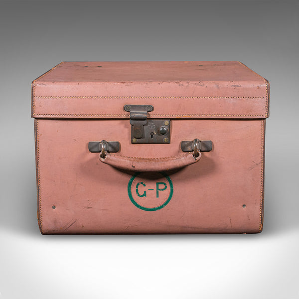 Small Antique Picnic Case, English, Leather, Suitcase, John Pound, Circa 1920