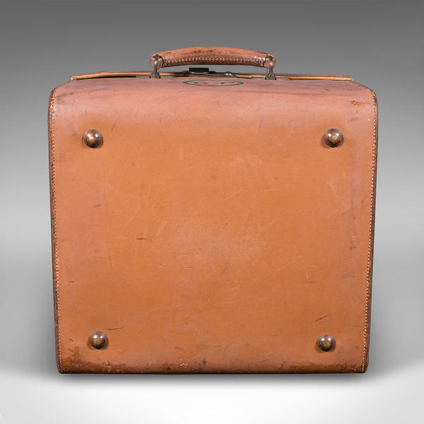 Small Antique Picnic Case, English, Leather, Suitcase, John Pound, Circa 1920