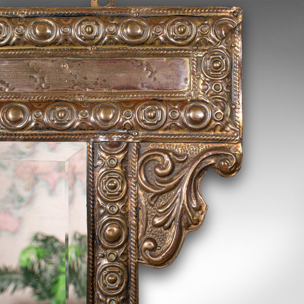 Antique Hallway Valet Mirror, Dutch, Brass, Reception, Wall, Edwardian, C.1910