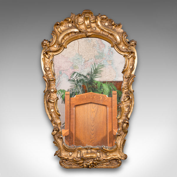 Antique Hall Mirror, French, Gilt Gesso, Ornate, Baroque Taste, Victorian, 1850