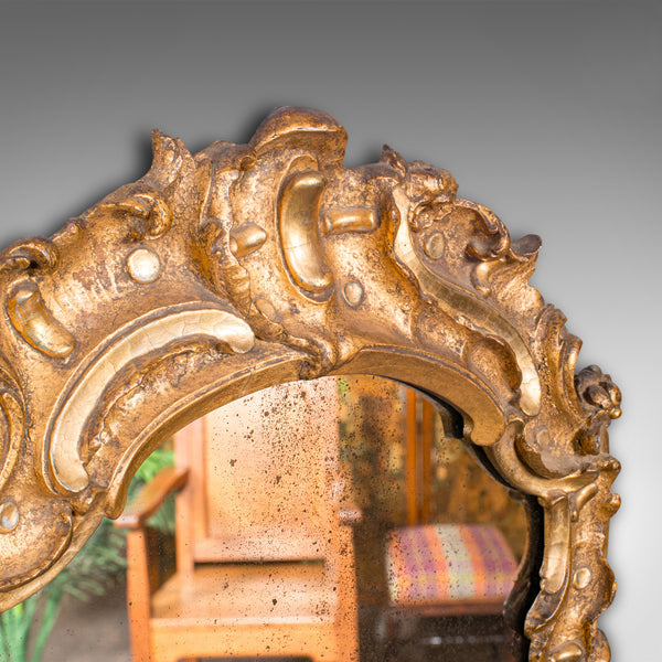 Antique Hall Mirror, French, Gilt Gesso, Ornate, Baroque Taste, Victorian, 1850