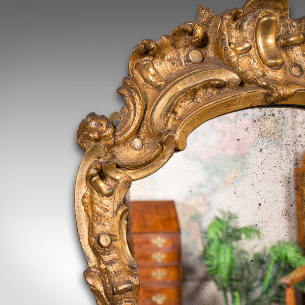 Antique Hall Mirror, French, Gilt Gesso, Ornate, Baroque Taste, Victorian, 1850