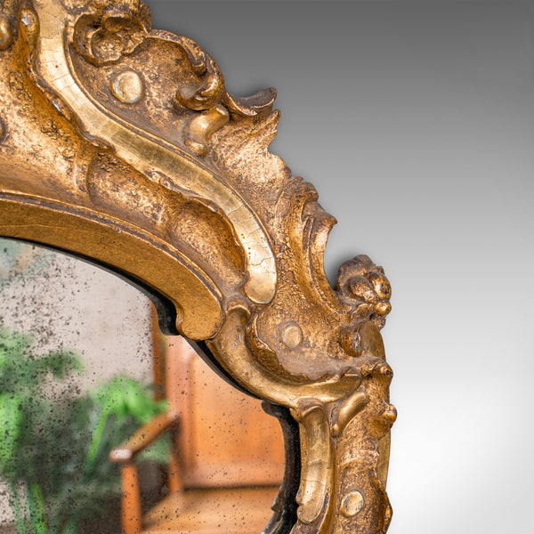 Antique Hall Mirror, French, Gilt Gesso, Ornate, Baroque Taste, Victorian, 1850