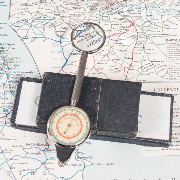 Vintage Map Measure, German, Compass, Magnifier, Navigational Tool, Mid Century