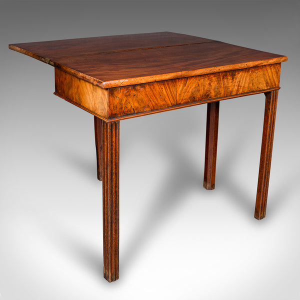 Antique Fold Over Tea Table, English, Card, Chippendale Manner, Georgian, C.1750