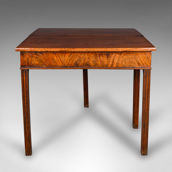 Antique Fold Over Tea Table, English, Card, Chippendale Manner, Georgian, C.1750