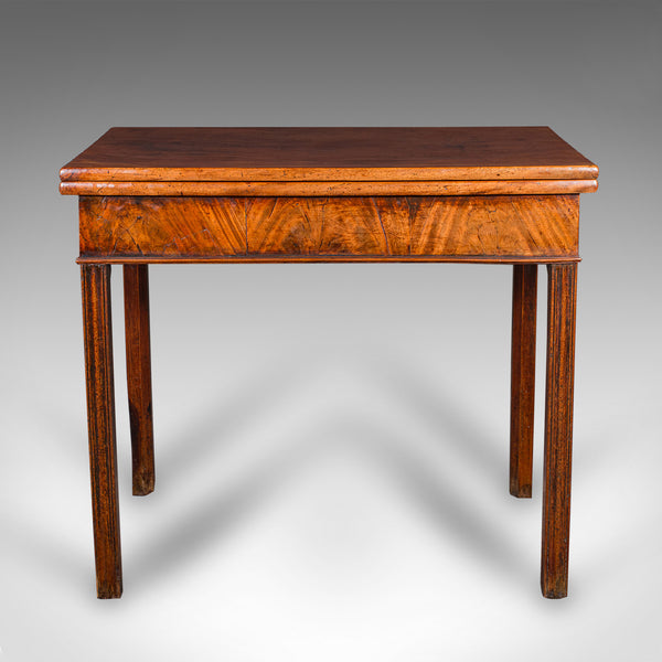 Antique Fold Over Tea Table, English, Card, Chippendale Manner, Georgian, C.1750