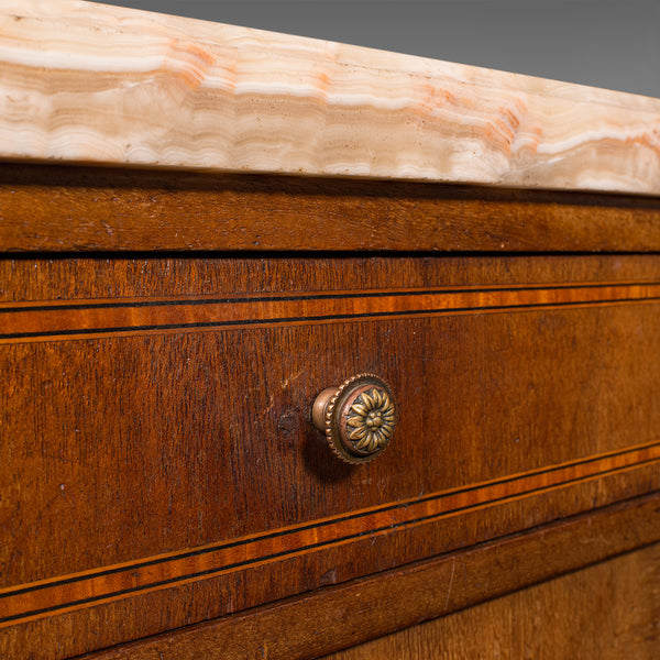 Antique Bedside Cabinet, French Kingwood, Marble, Nightstand Cupboard, Victorian