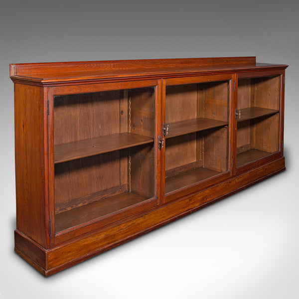 7' Wide Antique Museum Bookcase, Glazed Library Cabinet, Early Victorian, C.1840