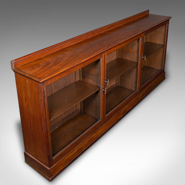 7' Wide Antique Museum Bookcase, Glazed Library Cabinet, Early Victorian, C.1840