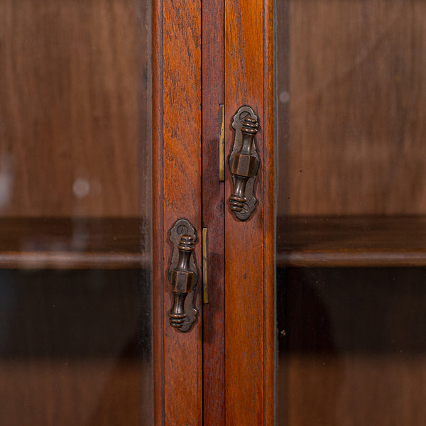 7' Wide Antique Museum Bookcase, Glazed Library Cabinet, Early Victorian, C.1840