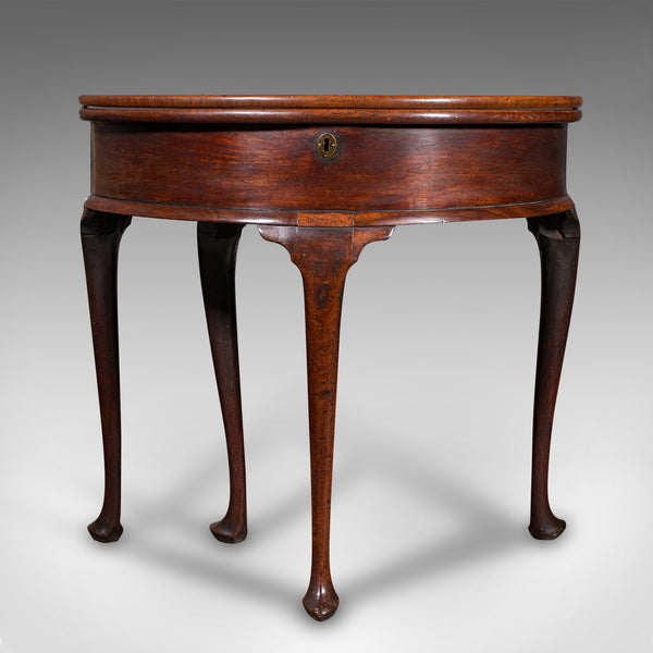 Antique Demi Lune Tea Table, English, Fold Over, Hall, Console, Georgian, C.1750