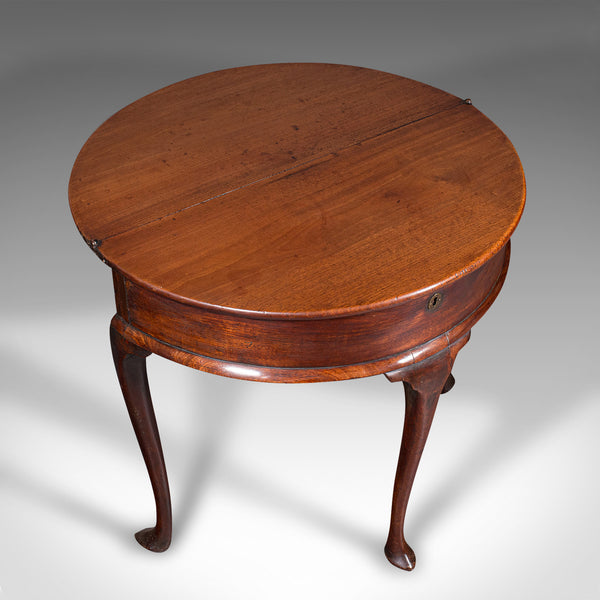 Antique Demi Lune Tea Table, English, Fold Over, Hall, Console, Georgian, C.1750