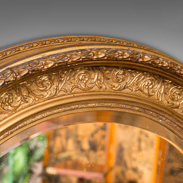 Antique Oval Mirror, English, Giltwood, Overmantle, Hall, Italianate, Georgian