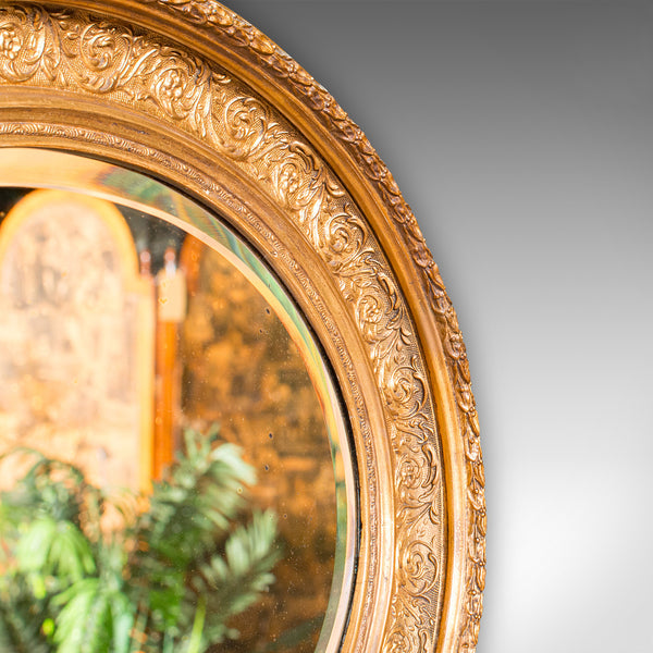 Antique Oval Mirror, English, Giltwood, Overmantle, Hall, Italianate, Georgian