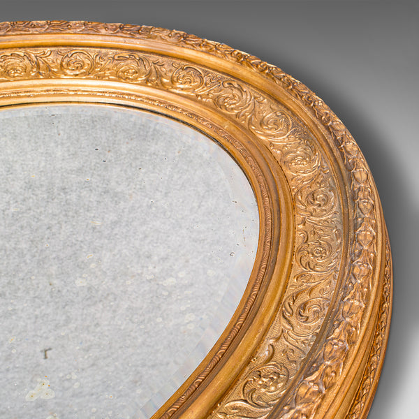 Antique Oval Mirror, English, Giltwood, Overmantle, Hall, Italianate, Georgian