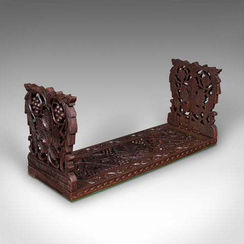 Antique Extending Book Slide, Anglo Indian, Carved Teak, Novel Rest, Victorian