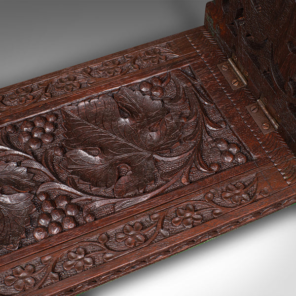 Antique Extending Book Slide, Anglo Indian, Carved Teak, Novel Rest, Victorian