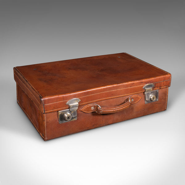 Antique Gentleman's Valet Suitcase, English, Leather, Fitted Interior, C.1920