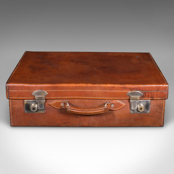 Antique Gentleman's Valet Suitcase, English, Leather, Fitted Interior, C.1920