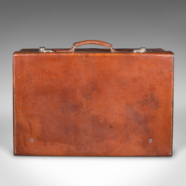 Antique Gentleman's Valet Suitcase, English, Leather, Fitted Interior, C.1920