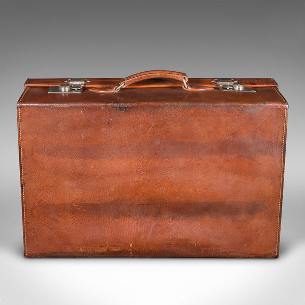 Antique Gentleman's Valet Suitcase, English, Leather, Fitted Interior, C.1920