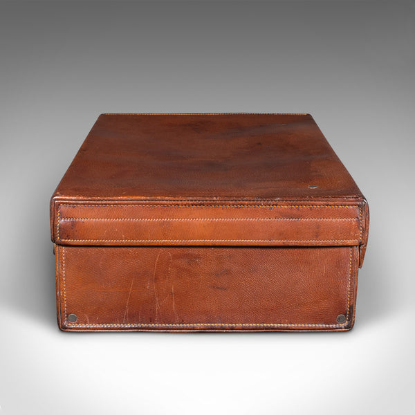 Antique Gentleman's Valet Suitcase, English, Leather, Fitted Interior, C.1920