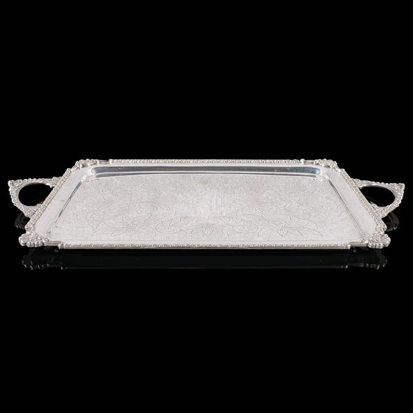 Large Antique Presentation Tray, Egyptian Silver Plate, Afternoon Tea, Victorian