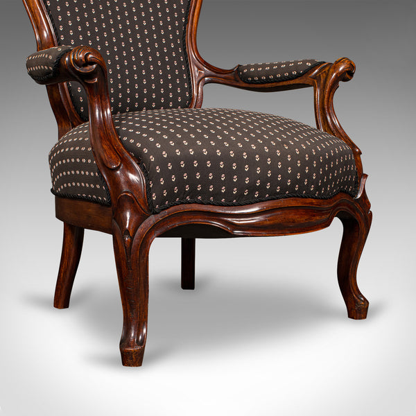 Pair Of Antique Elbow Chairs, French, Morning Room Armchair, Victorian, C.1900