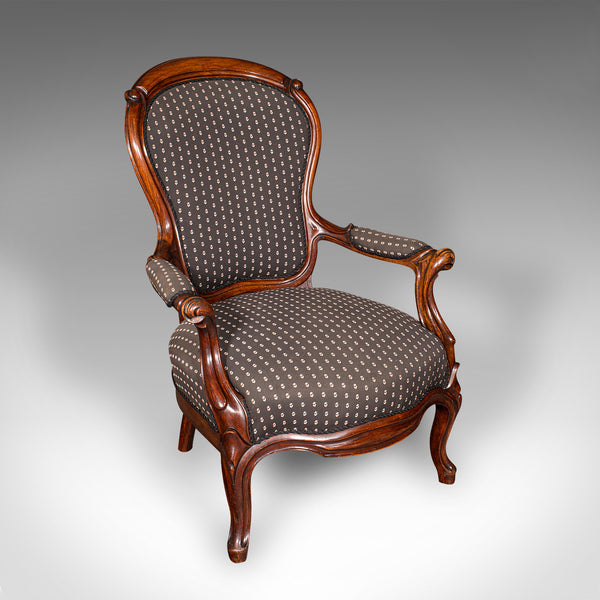 Pair Of Antique Elbow Chairs, French, Morning Room Armchair, Victorian, C.1900