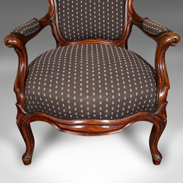 Pair Of Antique Elbow Chairs, French, Morning Room Armchair, Victorian, C.1900