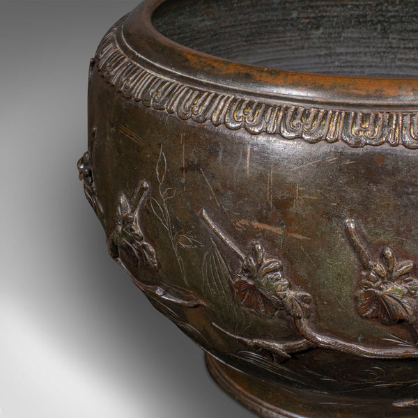 Antique Jardiniere Bowl, Japanese, Bronze, Decorative Planter, Edo, Victorian