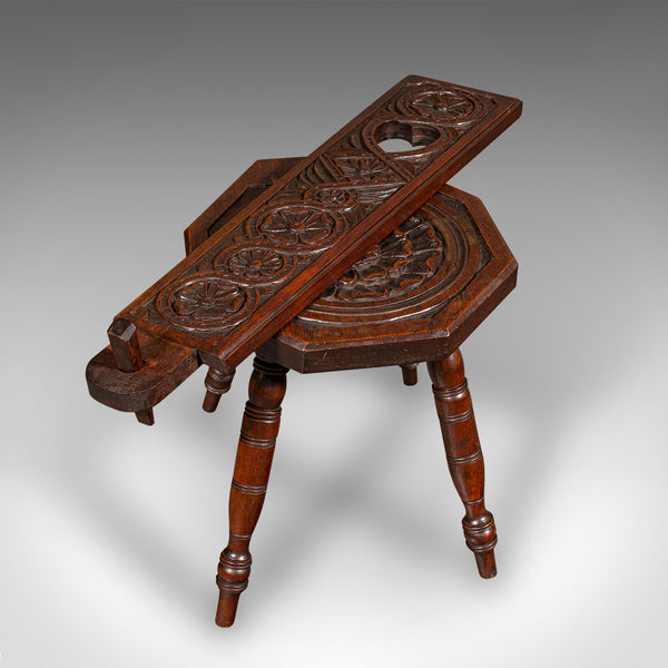 Antique Spinning Chair, English, Carved, Work Stool, Seat, Victorian, Circa 1880