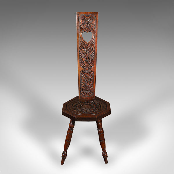 Antique Spinning Chair, English, Carved, Work Stool, Seat, Victorian, Circa 1880