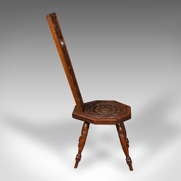 Antique Spinning Chair, English, Carved, Work Stool, Seat, Victorian, Circa 1880