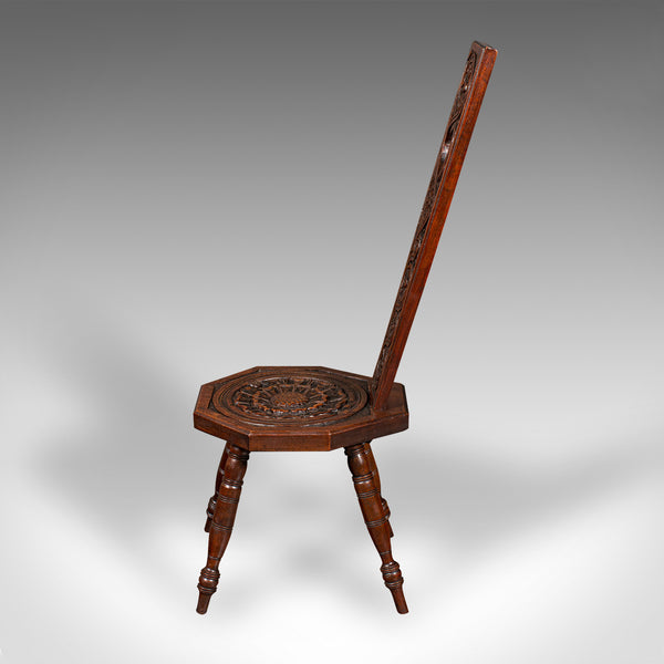 Antique Spinning Chair, English, Carved, Work Stool, Seat, Victorian, Circa 1880