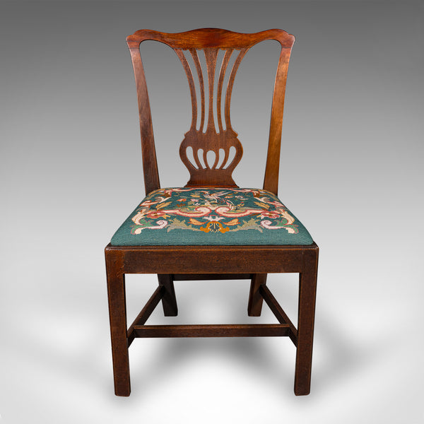 Antique Embroidered Side Chair, English, Hall, Morning Room, Georgian, C.1800