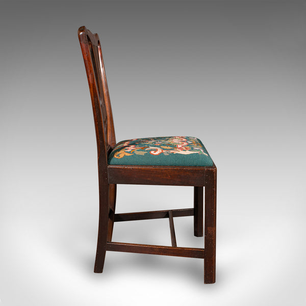 Antique Embroidered Side Chair, English, Hall, Morning Room, Georgian, C.1800