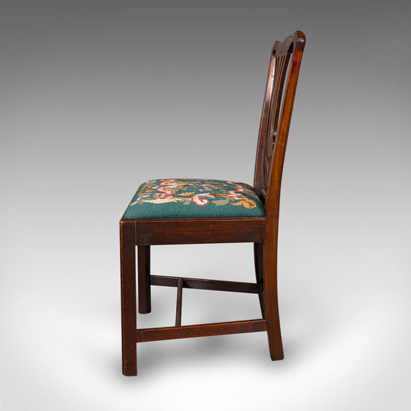 Antique Embroidered Side Chair, English, Hall, Morning Room, Georgian, C.1800