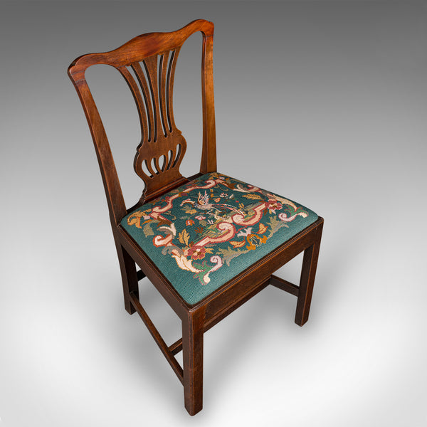 Antique Embroidered Side Chair, English, Hall, Morning Room, Georgian, C.1800